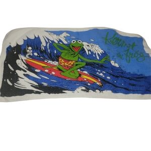 Vintage 1989 Kermit the Frog Surfing Two Piece Small Towel Set